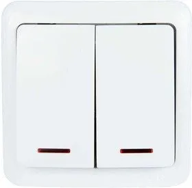 Выключатель 2-кл. ОП VIOLA 10А IP20 с подсветкой бел. LEZARD 751-0200-112