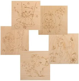 12-0933, Доски для выжигания 5 шт. Зверюшки