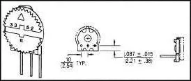 3352T-1-102LF, TRIMMER POTENTIOMETER, 1KOHM 1TURN THROUGH HOLE