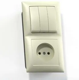 Блок СП БКВР-410 Селена (3-кл. выкл. + розетка) сл. кость Кунцево 8172