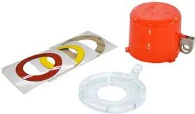 Блокиратор пусковой/аварийной кнопки большой (до 30 мм), красный, 55мм х 73мм х 9мм. (в комплекте три наклейки: прозрачная, желтая, красная)