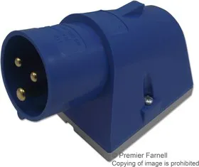 PE1663SMB, Разъем Pin & Sleeve, 16 А, 240 В, Монтаж в Панель, Ввод, 2P+E, Синий
