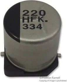 EEE1AA470WR, SMD электролитический конденсатор, Radial Can - SMD, 47 мкФ, 10 В, Серия S, 1000 часов при 85C