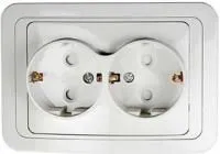 Розетка 2-м CLASSICO защ. шторки с заземл. 2128x бел. ASD / IN HOME 4690612000985