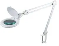 31-0503, Лупа на струбцине круглая настольная 5Х с подсветкой 108 LED (светодиодная), белая