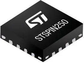 STSPIN250, Контроллер/драйвер двигателя, DC щеточный, 1.8В до 10В, 0.2Ом Rds On/2.6А/2 выхода, VFQFPN-16