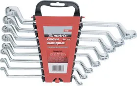 15332, Набор ключей накидных, 6-22 мм, CR-V, 8 шт., полированный хром