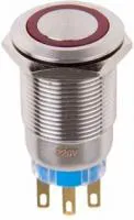 36-3450, Кнопка антивандальная 19 250В Б/Фикс (5с) (ON)-OFF/(OFF)-ON красная