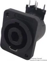 NL4MD-H-3, Аудио разъем динамика/колонки, Серия speakON, 4 Контакта, Гнездо, Монтаж на Шасси