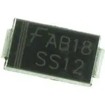SS12, Диод: выпрямительный Шоттки, SMD, 20В, 1А, SMA, бобина, лента, 1,1Вт