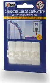 49001, Самоклеящиеся держатели для проводов и гирлянд, белые, 4 шт