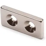 Неодимовый магнит прямоугольник 25х12х3 мм с двумя зенковками 4/9 мм