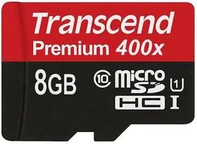 Карта памяти microSDHC UHS-I U1 TRANSCEND Premium 8 ГБ, 90 МБ/с, Class 10, TS8GUSDCU1, 1 шт.