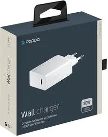 11388, Зарядное устройство Deppa СЗУ USB Type-C, Power Delivery, 30Вт, белый, Deppa