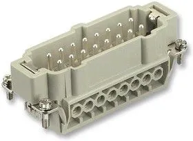 0933 016 2601, Разъем для тяжелых условий, 16+PE сигнал, Серия Han E, Insert, 17 Contacts, 16B, Штекер