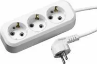 55034-3, Удлинитель СИБИН электрический, ПВС сечение 0,75кв мм, 3 гнезда, макс мощн 2200Вт, 3м, заземление