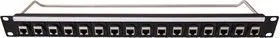 CP30177, 1U 16 Port XLR Patch Panel with M3 Fixing Holes, Loaded with Cat6a RJ45 Connectors, Black