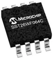 SST26WF064C-104I/SM, Флеш память, Последовательная NOR, 64 Мбит, 8М x 8бит, SPI, SOIJ, 8 вывод(-ов)