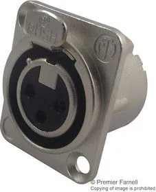 NC3FD-LX, Аудио разъем XLR, 3 контакт(-ов), Гнездо, Монтаж в Панель, Контакты с Покрытием из Серебра