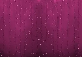 235-307, Гирлянда Светодиодный Дождь 2х1,5м, постоянное свечение, прозрачный провод, 230 В, диоды РОЗОВЫЕ,