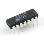 К155ЛН3, 6 логических элементов "НЕ" с повышенным коллекторным напряжением (SN7406N)