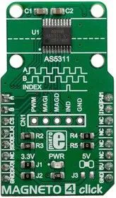 MIKROE-3522, Add-On Board, Magneto 4 Click Board, AS5311 Magnetic Encoder, MikroBUS Connector