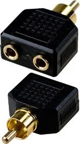 2-226G, переходник RCA штекер - 2 x 3.5мм гнездо моно пластик позолоченный