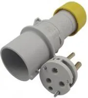 PE1643SV, Разъем Pin & Sleeve, 16 А, 110 В, Монтаж на Кабель, Штекер, 2P+E, Желтый