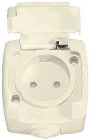 Розетка 1-м ОП Рондо 10А IP44 защ. шторки без заземл.сл. кость SchE RA10-125B-SI