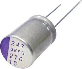 16SEPG270M, Polymer Aluminium Electrolytic Capacitor, 270 мкФ, 16 В, Радиальные Выводы, OS-CON SEPG Series