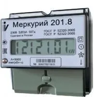 Счетчик Меркурий 201.8 1ф 5-80А 1 класс точн. 1 тариф. ЖКИ табло DIN-рейка Инкотекс 32681