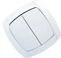 SV-54234-W, Выключател 2-клавишный, без подсветки, белый 10 А/~250 В