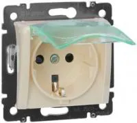 Механизм розетки 1-м СП Valena защ. шторки с защ. крышкой нем. станд. IP44 сл. кость Leg 774120