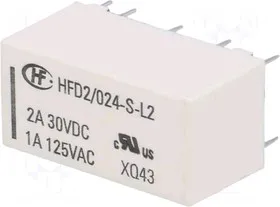 HFD2/024-S-L2, Реле 2пер. 24VDC/3A, 250VAC бистабильное 2 катушки