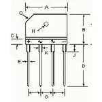 KBJ608G, Диодный мост: однофазный, Urmax: 800В, If: 6А, Ifsm: 170А, плоские