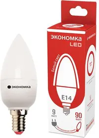 Лампа светодиодная 9Вт свеча E14 230В 4500К 850лм ЭКОНОМКА Eco_LED9wCNE1445