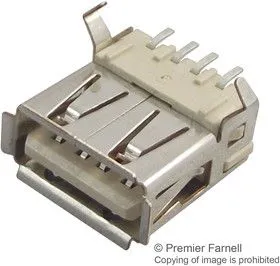 292303-9, Разъем USB, USB Типа A, USB 2.0, Гнездо, 4 вывод(-ов), Поверхностный Монтаж, Прямой Угол