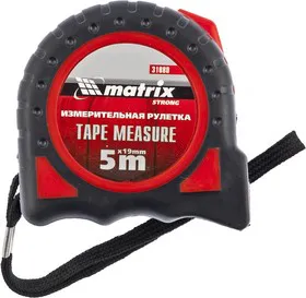 31080, Рулетка Strong, 5 м х 19 мм, обрезиненный корпус