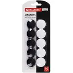 Магниты BRAUBERG "BLACK&WHITE" УСИЛЕННЫЕ 30 мм, НАБОР 10 шт., черные/белые, 237468