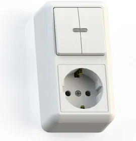 Блок комбинированный ОП БКВР-433 Оптима (2-кл. выкл. с подсветкой + розетка с заземл.) бел. Кунцево 8067