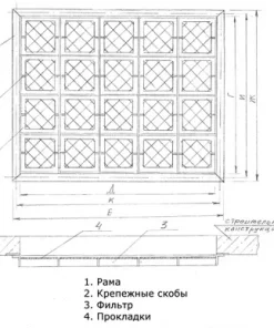 Панель плоская для установки фильтров ФЯ в строительных конструкциях. Серия 5.904-25, УС 39А 1х2