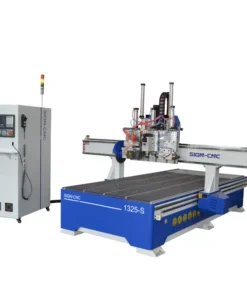 Пневматический фрезерный станок с пилой и вертикальным и поперечным шпинделями, SIGN-1325-M3