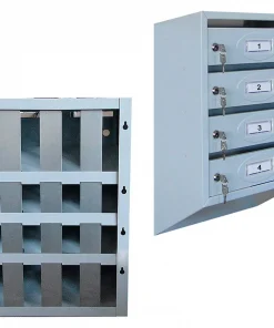 Почтовый ящик в подъезд 4-секционный с задними ограничительными полосами и шильдиками, ЯПОШ-4