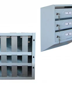 Почтовый ящик в подъезд 3-секционный с задними ограничительными полосами и шильдиками, ЯПОШ-3